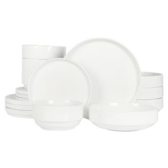 Gibson Home Rothernberg 16-Piece Stackable Porcelain Dinnerware Set in White at Nordstrom