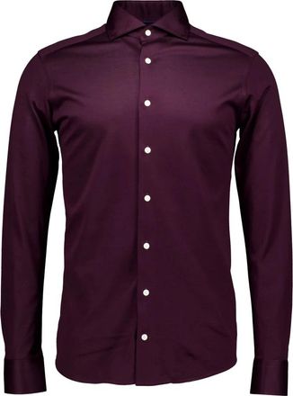 Eton Filo di Scozia Gebreid Shirt - Heren - Casual Overhemden - Rood - M - Overhemden