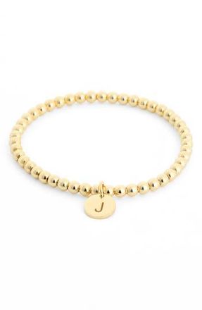 Meshmerise Initial Charm Ball Stretch Bracelet in Yellow-J at Nordstrom Rack