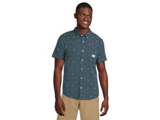 Rvca Exotica Seersucker Short Sleeve Mens T Shirt Garage Blue : 2XL, Cotton