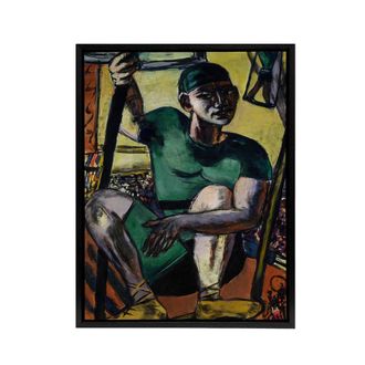 Artery8 Acrobat Portrait on the Trapeze Max Beckmann Black Framed Canvas Art | Size: W24 x H32