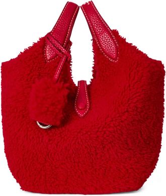 Polo Ralph Lauren shearling leather-trimmed tote bag - Red