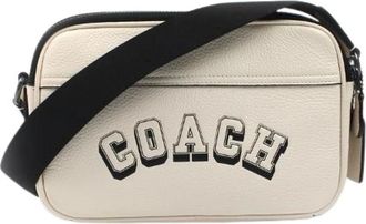 Coach Pre-owned Cross Body Bags, male, White, Size: ONE SIZE Pre-owned Graham Pebble Leather Shoulder Bag