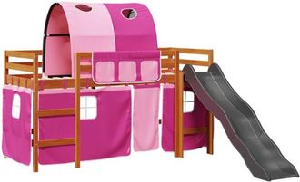 vidaXL Cama Alta Para Ni&ntilde;os Con T&uacute;nel Madera Pino Rosa 80x200 Cm Vidaxl