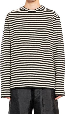 Jil Sander Mens White Wool Long Sleeve T-Shirt