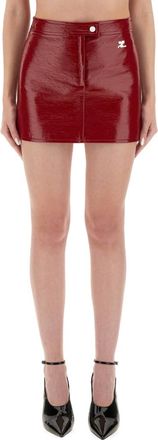 Courr&egrave;ges Red Solid Mini Skirt