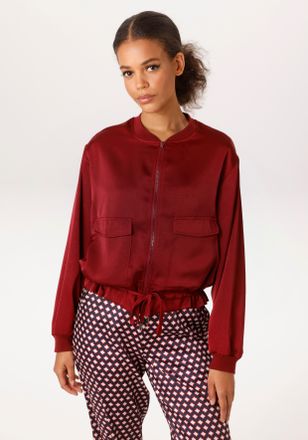 Aniston Blouson ANISTON CASUAL, Damen, Gr. 34, dunkelrot, Cr&ecirc;pe;Satin, Obermaterial: 100% Polyester, Crinkleoptik, leicht gl&auml;nzend, unifarben, l&auml;ssig geschnit