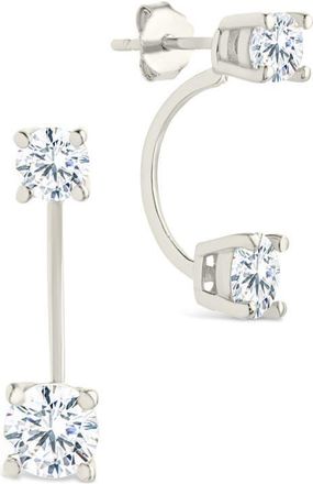 Sterling Forever Brillant Cubic Zirconia Front/Back Drop Earrings in Silver at Nordstrom