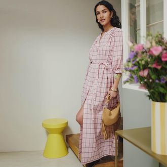 La Redoute Collections Maxi-jurk met ruiten, 3/4-mouwen