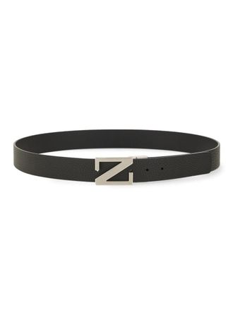 Ermenegildo Zegna Reversible Monogram Buckle Cow Leather Belt