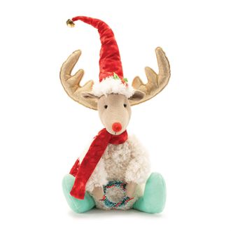 Melrose International Plush Reindeer Shelf Sitter 20H - Beige, Blue, Red