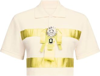 Area crystal-embellished cropped top - Neutrals