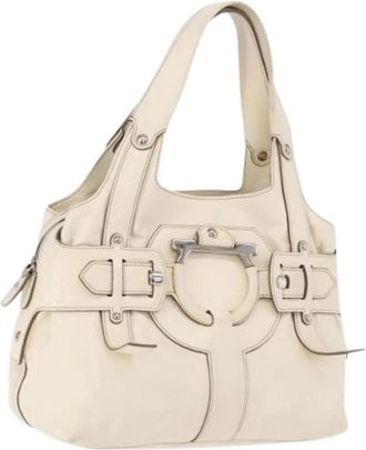 Ferragamo Pre-owned Hand Bag - Dames - Vintage Handtas - Beige - ONE Size - Leer - Vintage