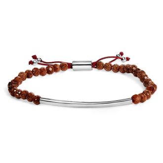 House of Brilliance Sterling Silver Sand Bead Station Bracelet Bolo