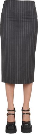 Versace Grey Stripes Midi Skirt
