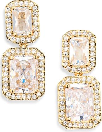 Nadri Modern Love Pav&eacute; Halo Drop Earrings in Gold at Nordstrom Rack