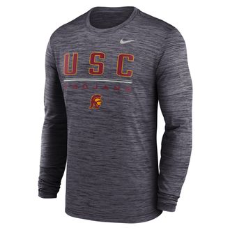 Nike USC Sideline Velocity Nike Mens Dri-FIT College T-Shirt in Black | 02EQ00ASCJ-FG7