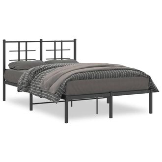 Berkfield Home Metal Bed Frame without Mattress with Headboard Black 120x190cm | Size: 120x190 cm