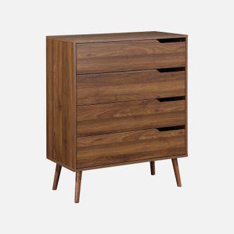 Sweeek C&oacute;moda En Acabado Estilo Nogal Con 4 Cajones, Nepal, Decoraci&oacute;n En Madera De Nogal, 80x40x99 Cm