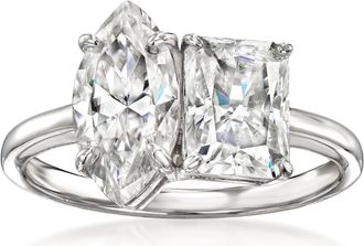 Ross-Simons Moissanite Toi Et Moi Ring in Sterling Silver