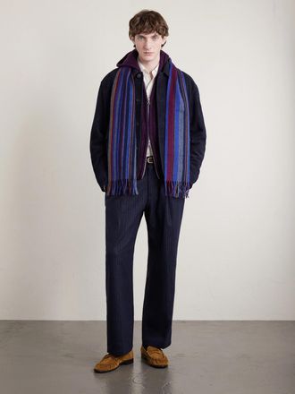 Paul Smith Fringed Striped Wool Scarf