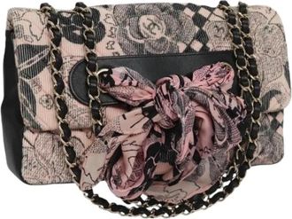Chanel Pre-owned Flap schoudertas - Dames - Vintage Schoudertas - Roze - ONE Size - Katoen - Vintage