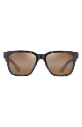 Maui Jim Punkikai 56mm PolarizedPlus2 Square Sunglasses in Shiny Brown at Nordstrom