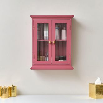 Melody Maison Raspberry Pink Reeded Glass Wall Cabinet in Dark Pink