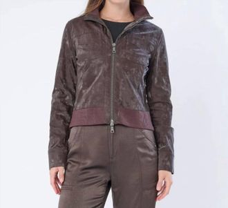 MARRAKECH Etna Sueded Patent Leather Jacket In Black Coffee
