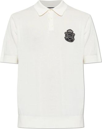 Dolce & Gabbana Polo Shirt met Applicatie - Heren - Polos - Beige - M - Katoen - Tops