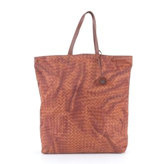 Bottega Veneta Brown Leather Nylon Handbag Tote Bag (Pre-Owned)