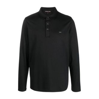 Michael Kors Katoenen Poloshirt met Lange Mouwen - Heren - Tops - Zwart - Maat: L Katoen