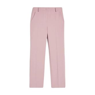 Max Mara Stretch Viscose Cropped Broek - Dames - Vrijetijds broeken - Roze - 3XS - Leer - Broeken