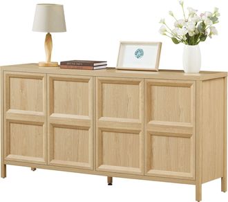 STILVORA Aparador Con 4 Puertas, Apertura Por Presi&oacute;n Y Bisagras De Cierre Suave, En Mdf, 160&times;40&times;80 Cm, Roble