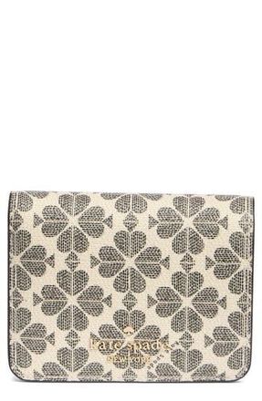 Kate Spade New York signature spade flower small bifold wallet in Black/Ivory at Nordstrom Rack
