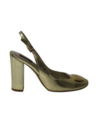 Etro Etro Blokhak Metalen Slingback Pump in Goud Leder
