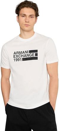 A|X Armani Exchange Short Sleeve Jersey Block T-Shirts Slim Mens T Shirt Off-White : 2XL, Cotton