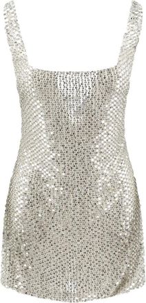 Retrof&ecirc;te Mini Jurk Met Pailletten En Strass - Dames - Jurken - Wit - Maat: M Nylon