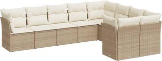 vidaXL Set De Sof&aacute;s De Jard&iacute;n 9 Pzas Con Cojines Rat&aacute;n Sint&eacute;tico Beige Vidaxl