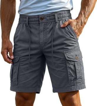 Generic Cargo Shorts for Men UK Combat Cotton Camo Shorts with Multi-Pockets Summer Outdoor Quick-Dry Breathable Elasticated Waist Workwear Knee Length Pants 