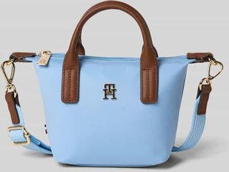 Tommy Hilfiger Henkeltasche mit Logo-Applikation aus Metall Modell POPETTE MICRO in Hellblau, Gr&ouml;&szlig;e 1