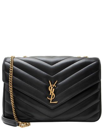 Saint Laurent Black Matelasse Lambskin Monogram Loulou Large Nm Shoulder Bag (Authentic Pre-Loved)