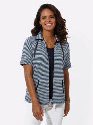Casual Looks Shirtjacke CASUAL LOOKS Shirtjacke, Damen, Gr. 36, blau (marine, wei&szlig;, gemustert), 50% Baumwolle, 50% Polyester, gemustert, mehrfarbig, Shirts Shirtja