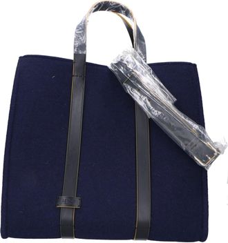 Fendi Navy Wool Shopping Bag Tote Bag (Pre-Owned)