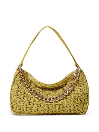 Twin-Set Mustard Yellow Textured Woven Shoulder Bag