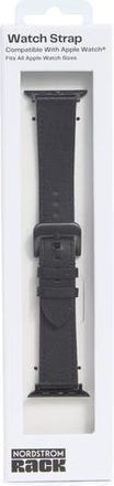 Nordstrom Rack Leather Apple Watch Watchband in Black- Silver at Nordstrom Rack