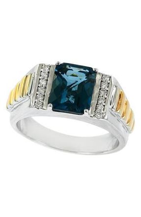 Effy Two-Tone Diamond & London Blue Topaz Ring - Size 10 at Nordstrom Rack