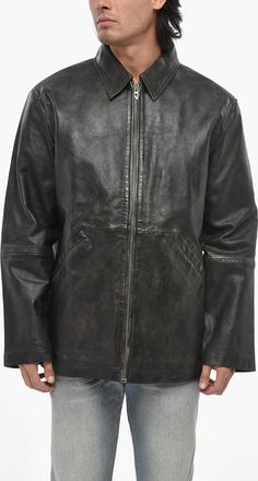 Diesel Vintage-Effect Leather Jacket L-STOLLER Diesel