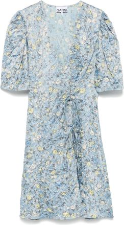Ganni Abito corto a fiori - Blu