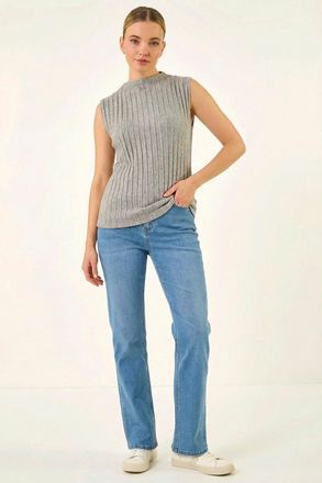 DUSK High Neck Pleated Knit Top